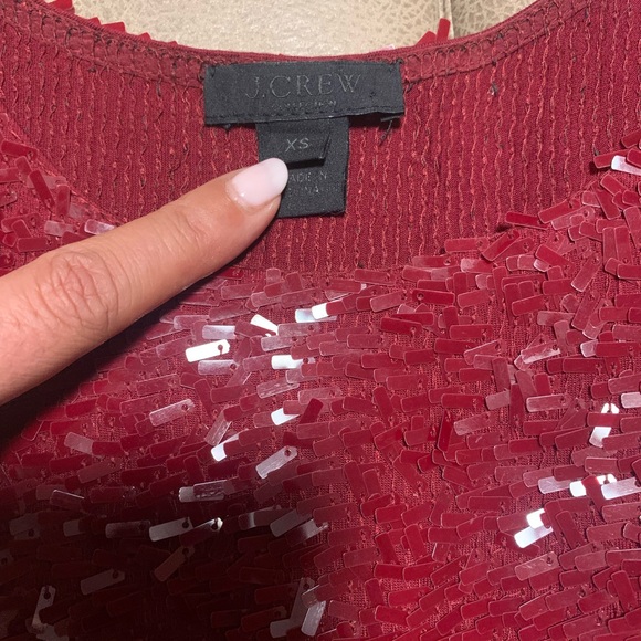J Crew Sequined Top Women’s Collection Red/black Colorblock - Size XS - Picture 3 of 3